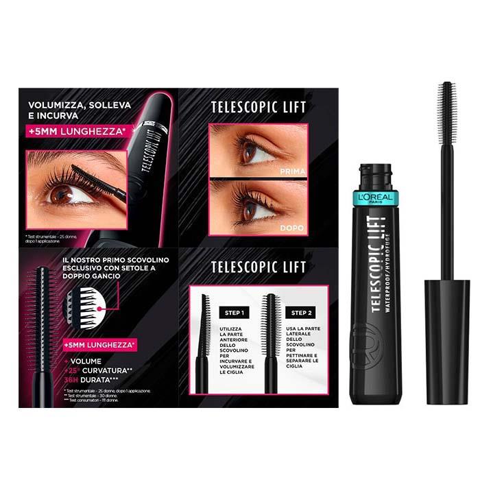 L'OREAL MASCARA TELESCOPIC LIFT BLACK WATERPROOF 9.9 ML