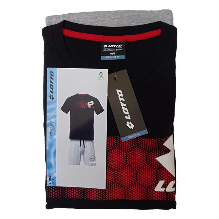 LOTTO SET MAGLIA M/M + BERMUDA LP1159 NERO TG.L/50