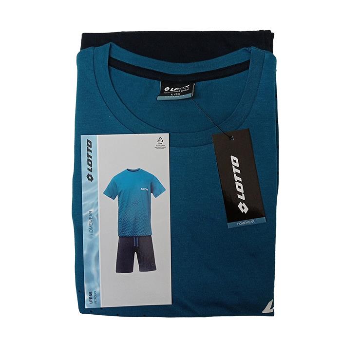 LOTTO SET MAGLIA M/M + BERMUDA LP1166 PETROLIO TG.L/50