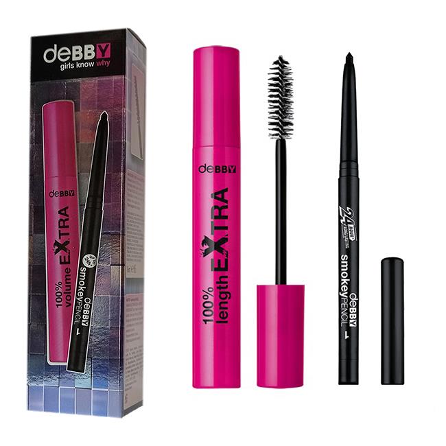 DEBBY MASCARA 100% VOLUME EXTRA NERO + MATITA smokeyPENCIL BLACK