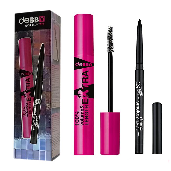 DEBBY MASCARA 100% VOLUME&LENGTH EXTRA NERO + MATITA smokeyPENCIL BLACK