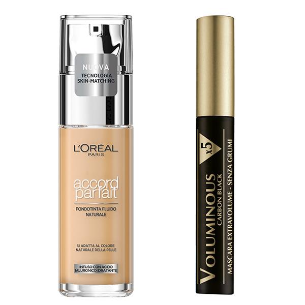 L'OREAL FDT ACCORD PARFAIT 2.N+MASCARA VOLUMINOUS X 5 CARBON BLACK 8,5ML