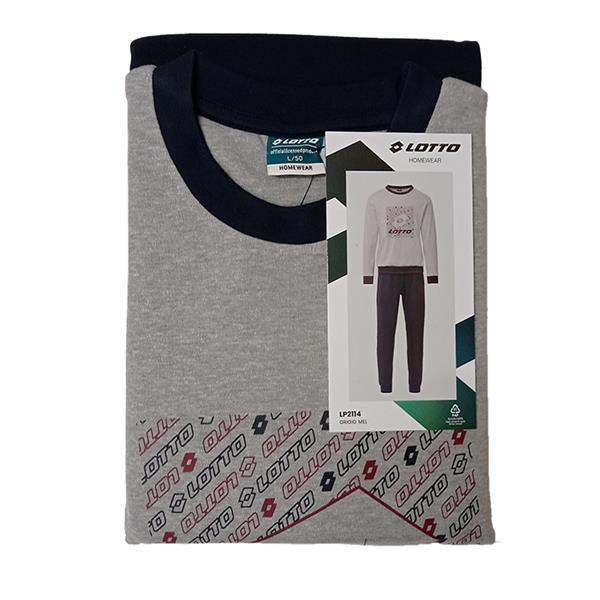 LOTTO PIGIAMA UOMO INTERLOCK LP2114 GRIGIO MEL.TG.S/46