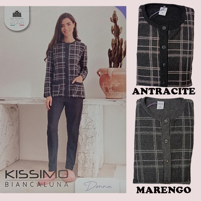 KISSIMO PIGIAMA DONNA PUNTO MILANO APERTO 24D25013 ANTRACITE TG.M