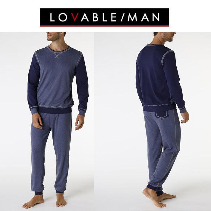 LOVABLE MAN PIG/A GIROCOLLO INTERLOCK M/L P/L L0DM0 BLU MEL.TG.3/S