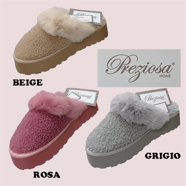 PREZIOSA HOME PANTOFOLE DONNA ANTISCIVOLO ART.0233 GRIGIO TG.36/37