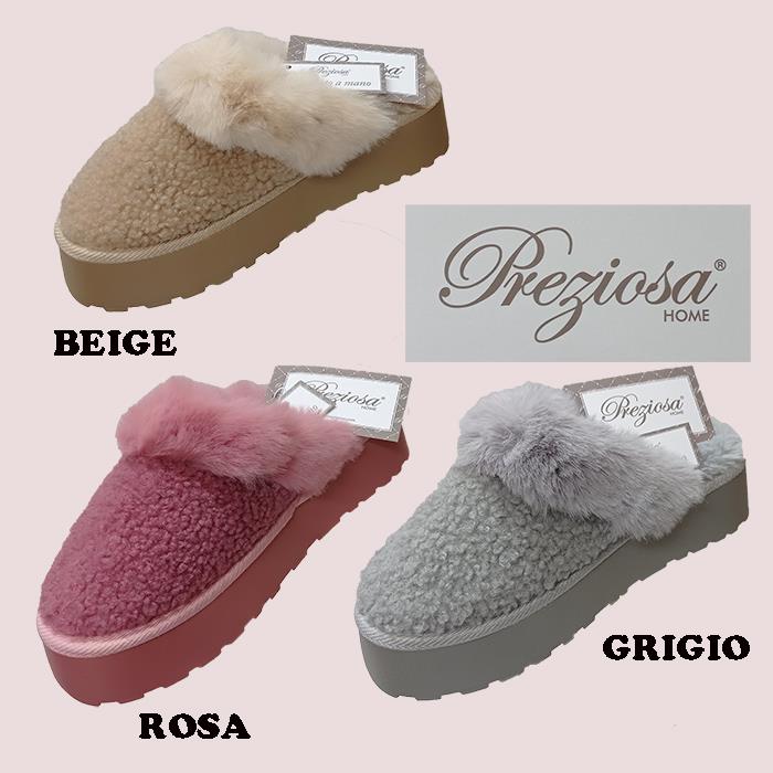 PREZIOSA HOME PANTOFOLE DONNA ANTISCIVOLO ART.0233 GRIGIO TG.38/39