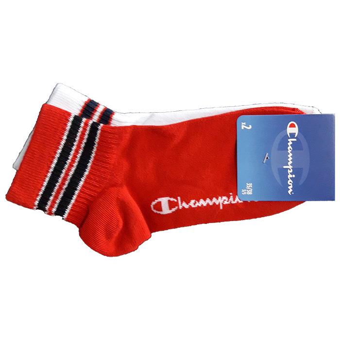 CHAMPION CALZINI GIROCAVIGLIA Y09LP BIANCO/ROSSO TG.39/42 BI-PACK