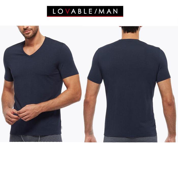 LOVABLE MAN COTTON MODAL T-SHIRT M/M SCOLLO V PROFONDO L09K2 BLU TG.6