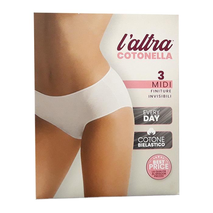 COTONELLA SLIP MIDI D 3488 BIANCO TG.3/M CONF.3 PAIA