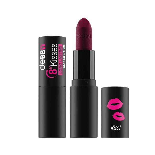 DEBBY 8h KISSES LONG LASTING MAT LIPSTICK 10 energetic dark red